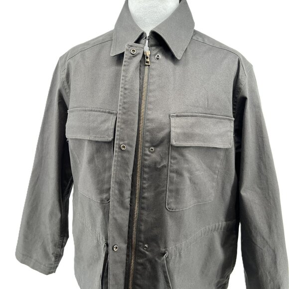 UNIQLO Women's Gray Utility drawstring cropped trench coat Jacket Sz M 97%Cotton - Picture 4 of 12